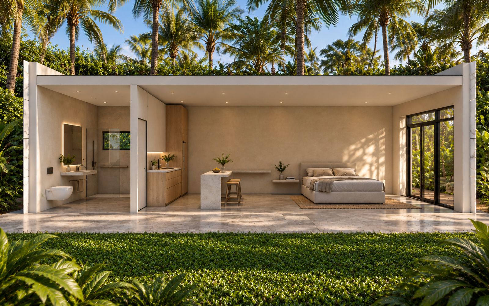 Section through the ADA Commercial Cabana showing the rooms inside