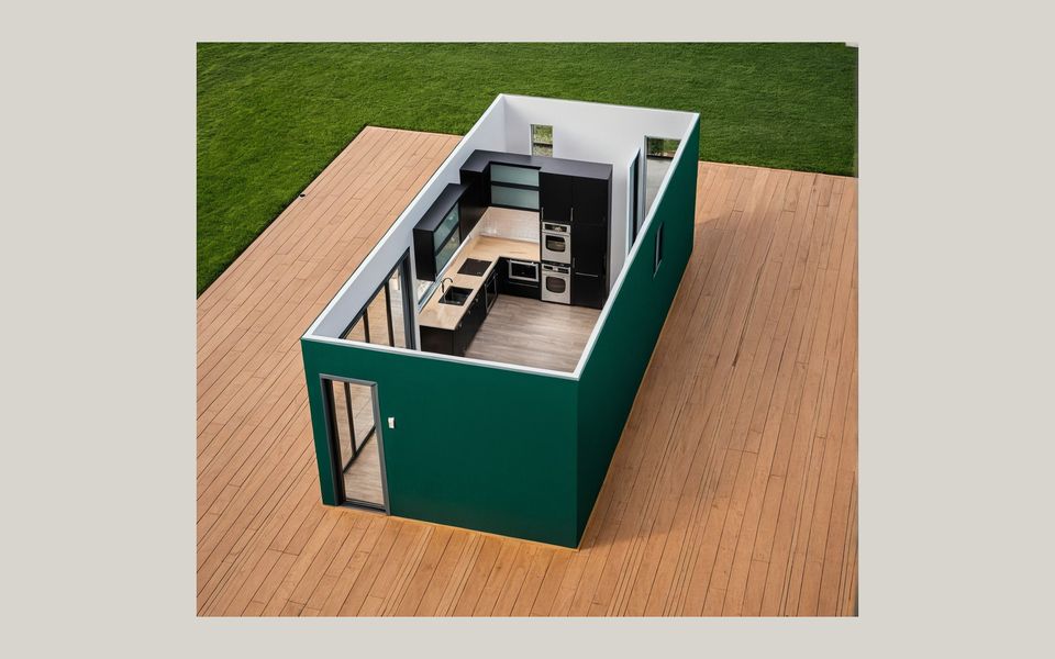 Cutaway of a Casita ADU showing the rooms inside