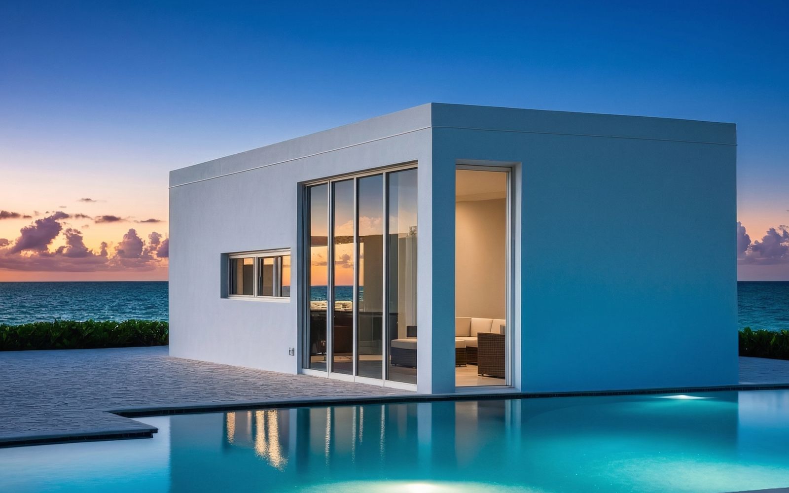 Casita ADU beside an infinity pool facing the ocean