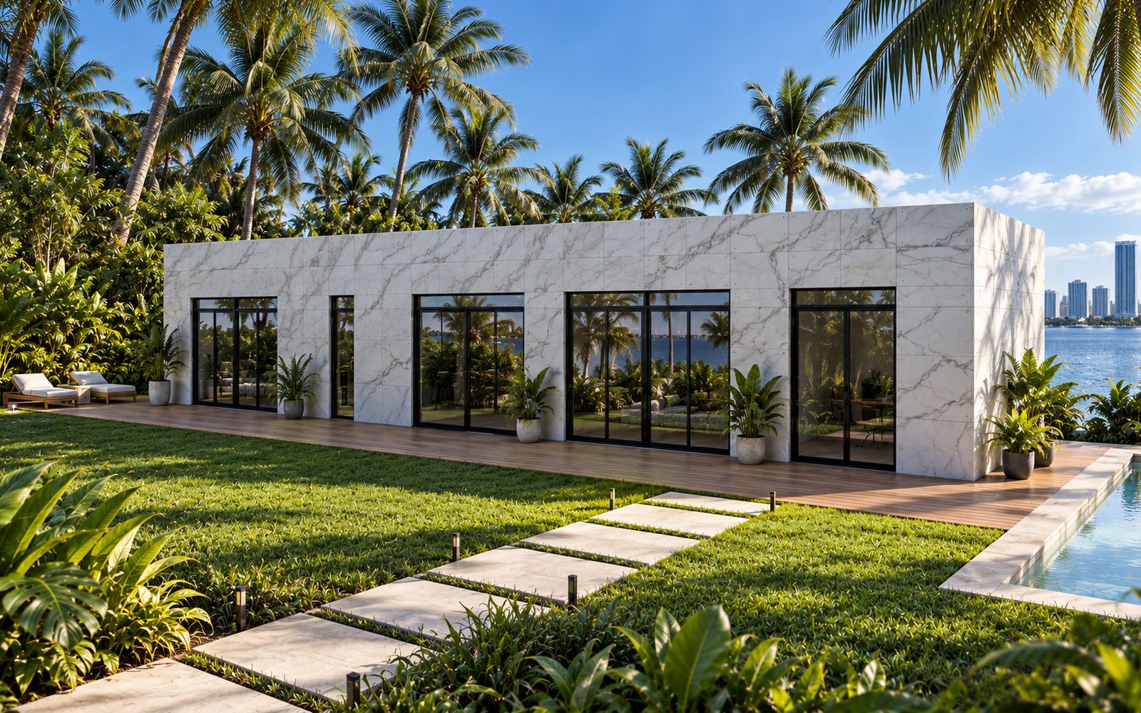 Single Family home in marble with a pool, on the bay